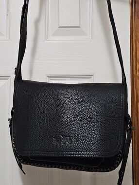 Black Pebbled Leather Coach Dakotah Whiplash With Gunmetal Hardware